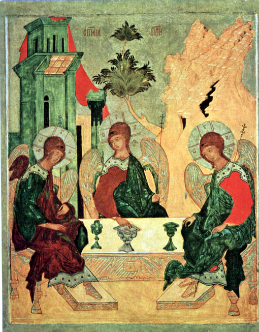 Tapisserie Murale Icône Sainte Trinité (Italie) – Art Religieux, Coton & Viscose, 17x19in